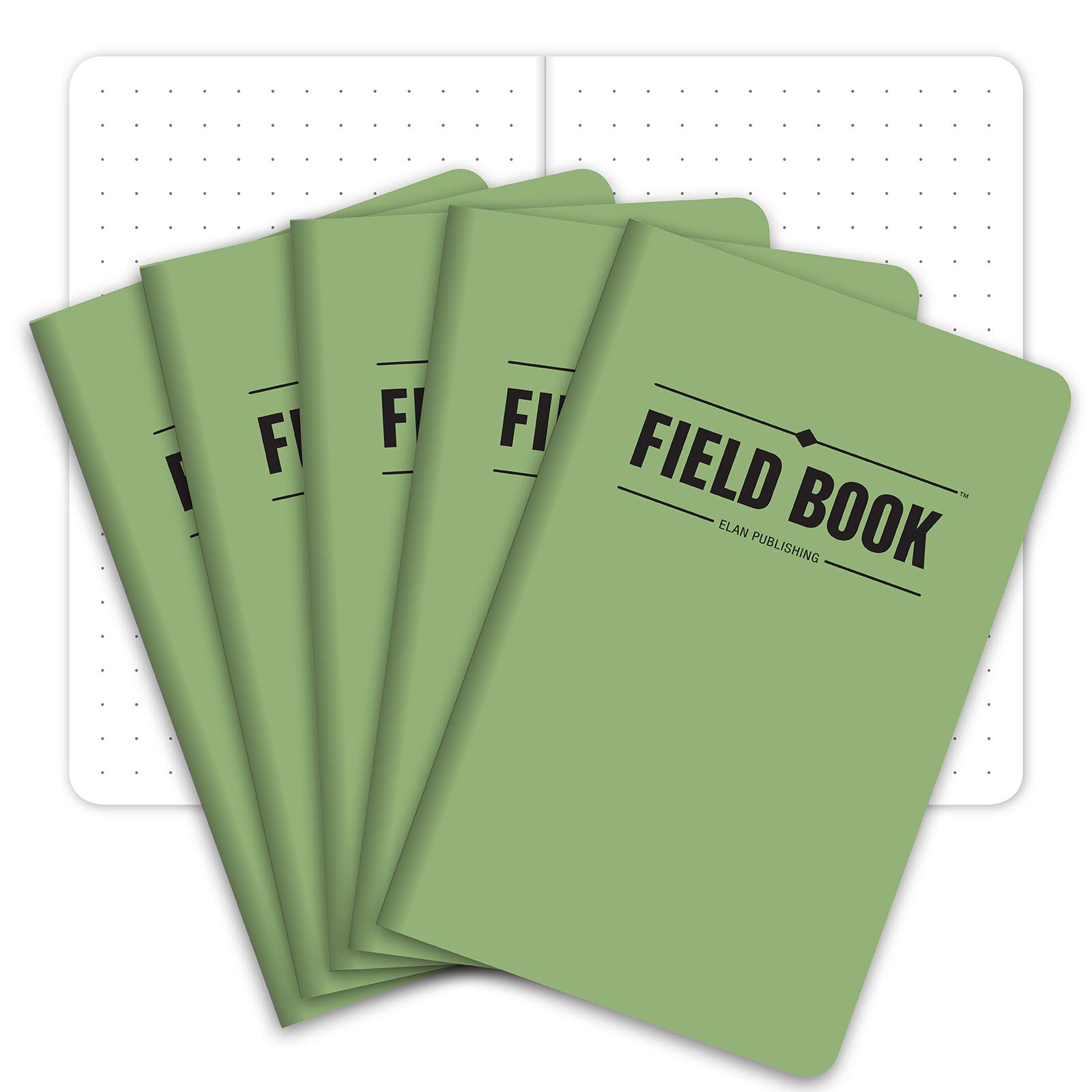 Elan Publishing Company Field Notebook/Pocket Journal - Lined Memo Book - Pack of 5 - Green - |5"x5.5" - Outdoor Activit