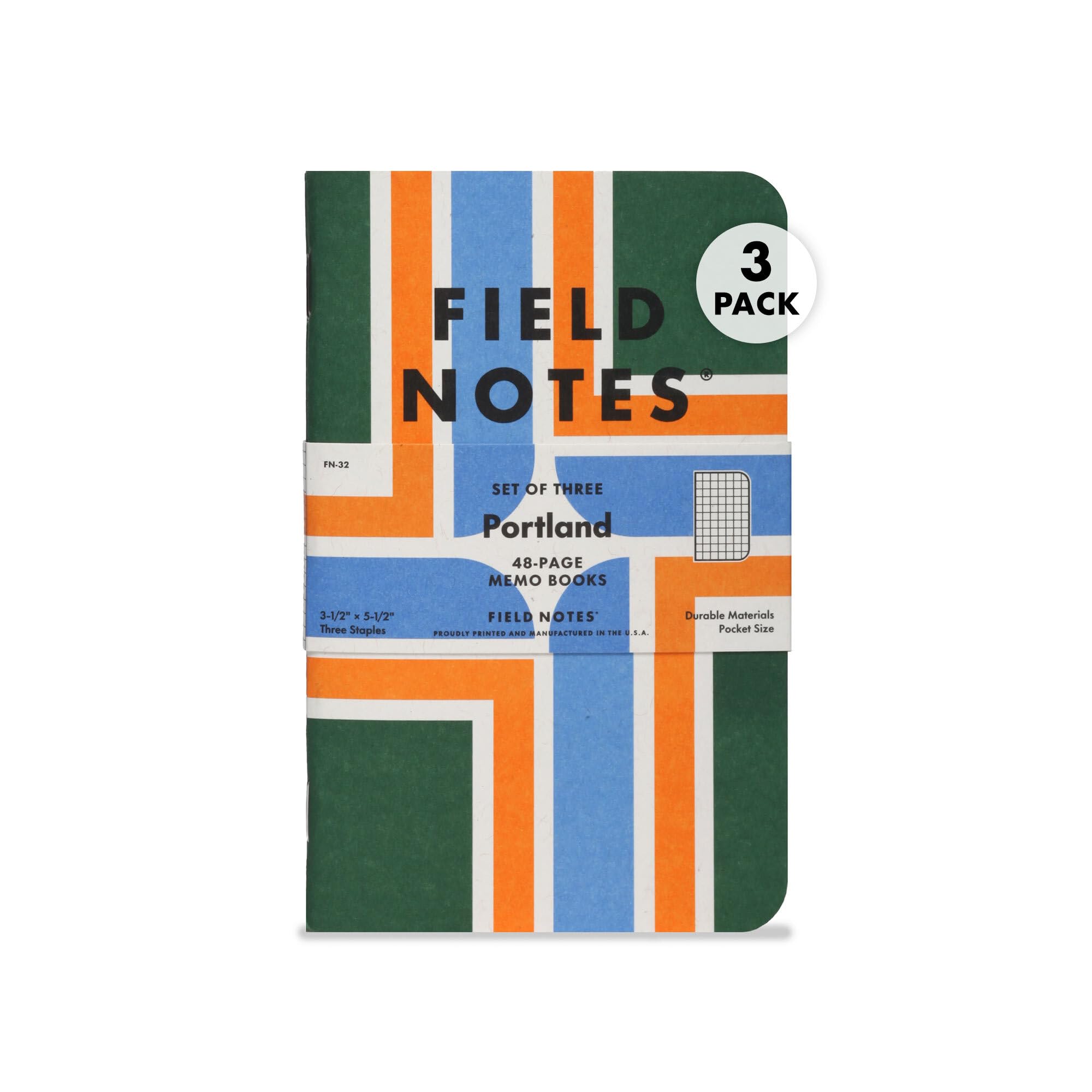Field Notes Portland, Oregon 3-Pack Graph Paper 48 Pages |5" x 5.5" Planner for Outdoor Enthusiasts and Travelers