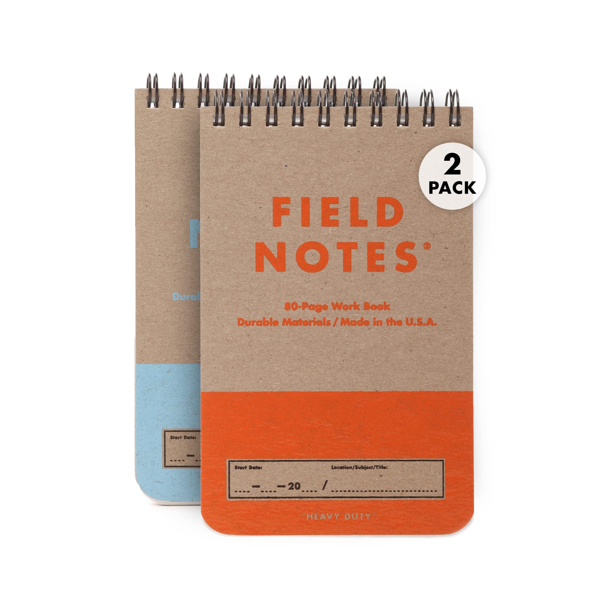 Field Notes Heavy Duty Edition 2 Pack for Office Workers - Top Spiral Bound Memo Books - Ruled and Graph Paper - |5 x 5.
